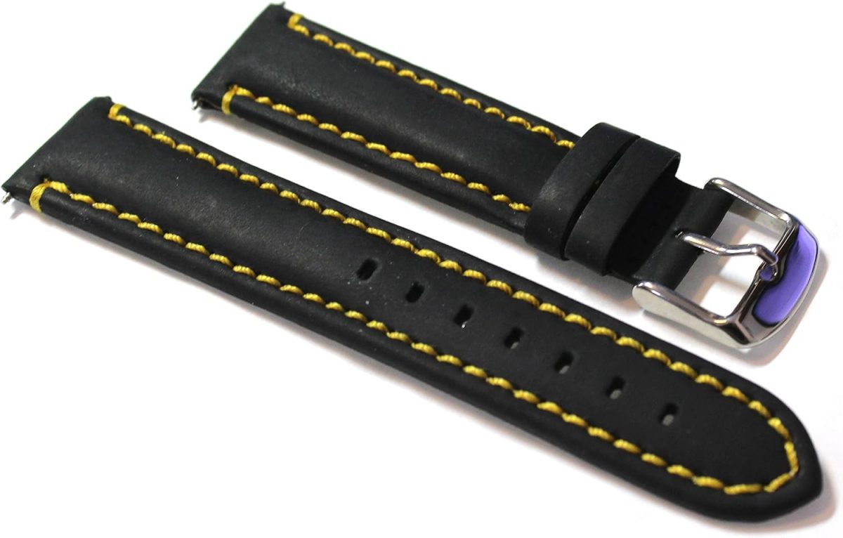 20mm Black Leather Watch Strap