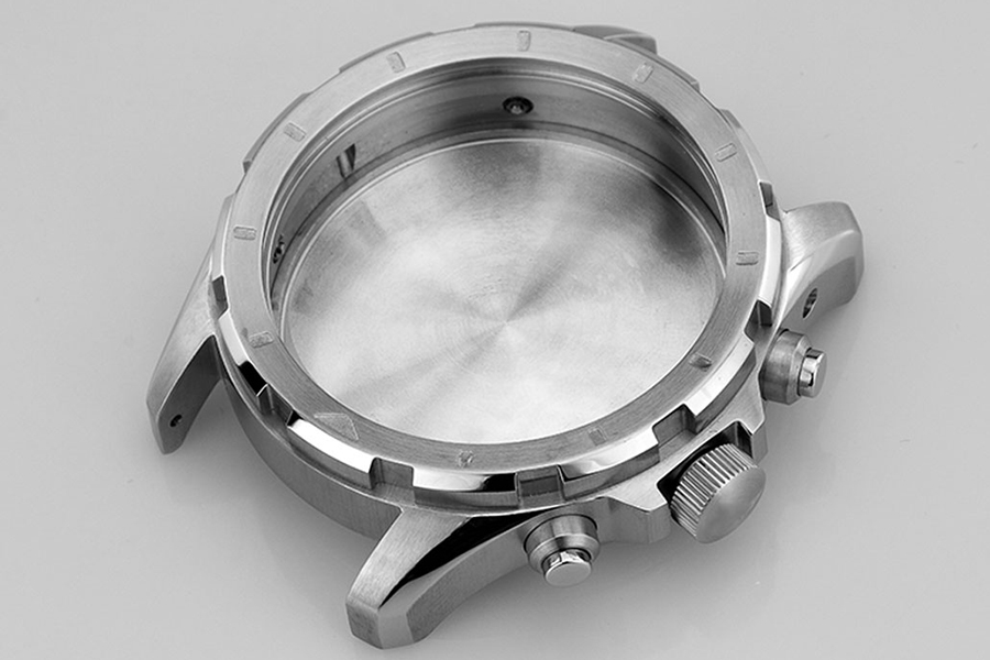 Stainless steel watch case with rotating bezel